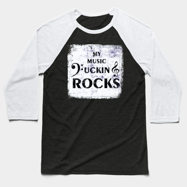 Music Rocks! Baseball T-Shirt by Brokendan